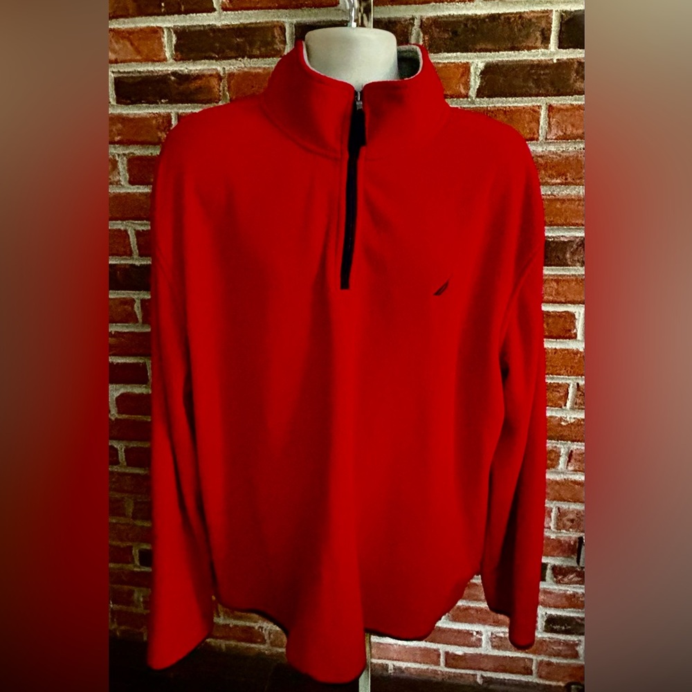 Nautica Men's Red Half-Zip Sweater Preowned